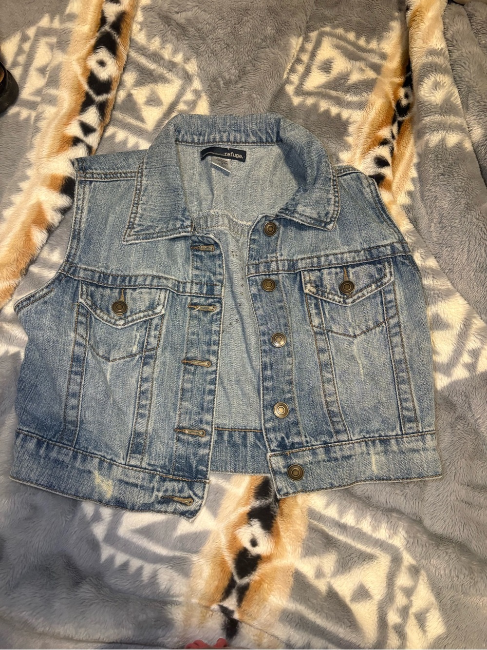 refuge Light Wash Denim Vest